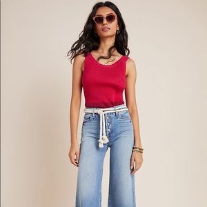 New Anthropologie magenta textured knit tank top ribbed